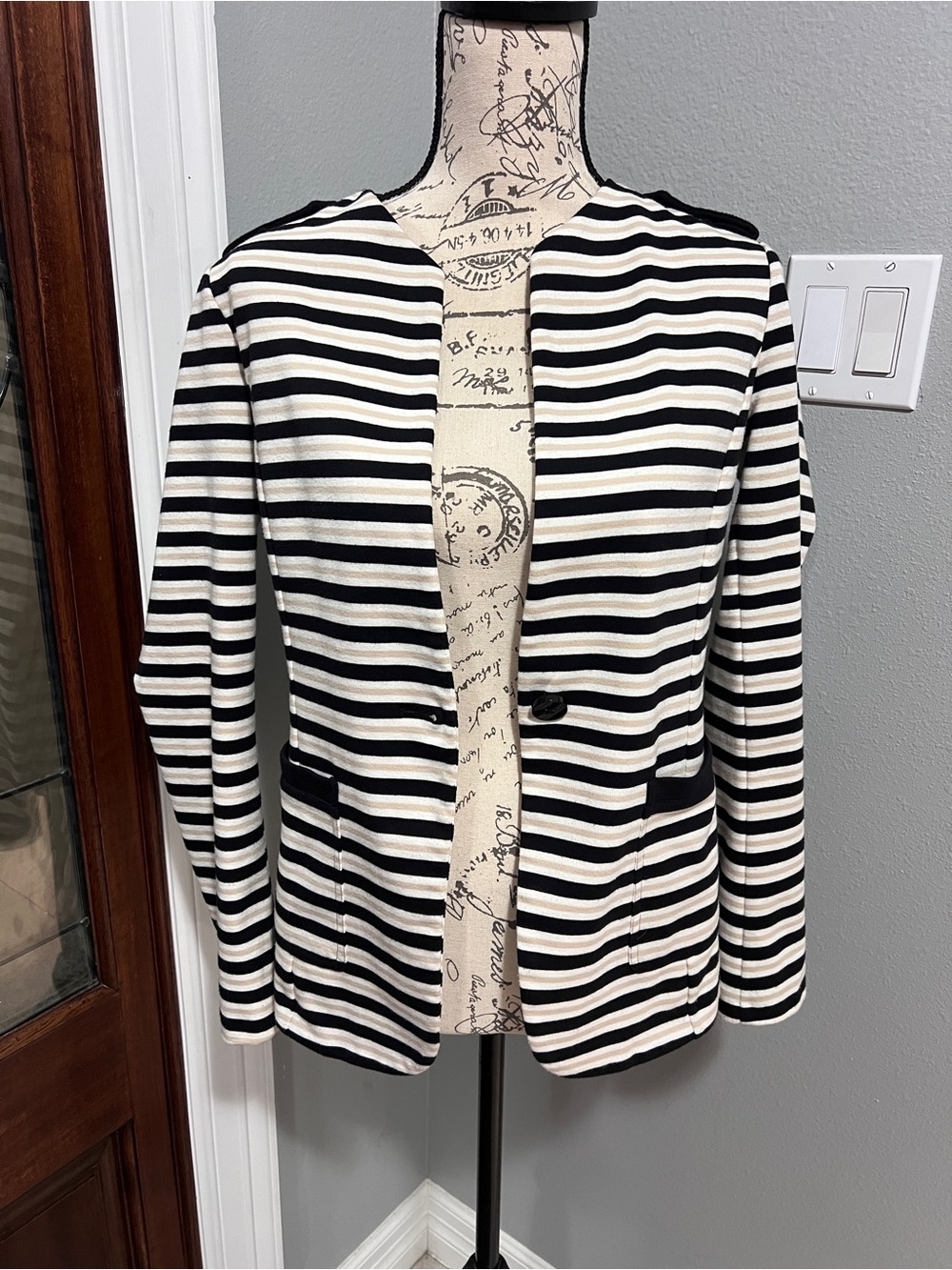United Colors of Benetton Striped Knit Blazer Jacket Small